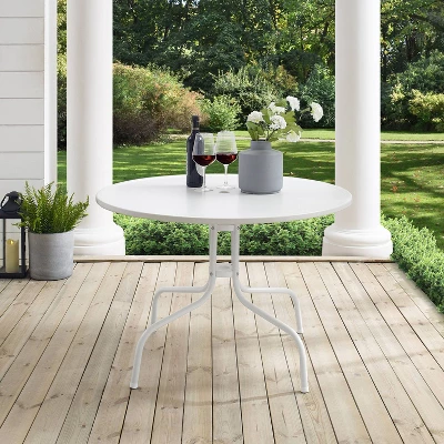 Griffith 40" Outdoor Round Dining Table - White Satin - Crosley - Image 4