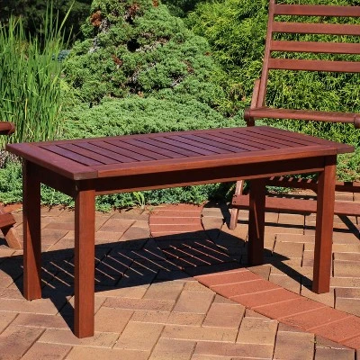 Sunnydaze Decor Sunnydaze Outdoor Meranti Wood With Teak Oil Finish Modern Rectangular Patio Coffee Table - 17.75" - Brown