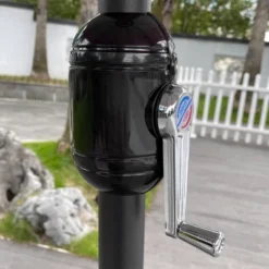 Wellfor 6.5'x10' Rectangular Outdoor Market Umbrella With 26 Solar LED Lights Taupe