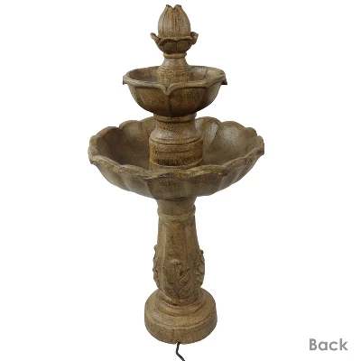 Sunnydaze Decor Sunnydaze 38"H Electric Resin 2-Tier Blooming Flower Outdoor Water Feature - Image 4