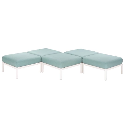 Laurel Outdoor Ottoman With Cushion - White/Seafoam - Lagoon - Image 3