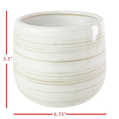 White Swirl Stoneware Planter - Foreside Home & Garden - Image 4
