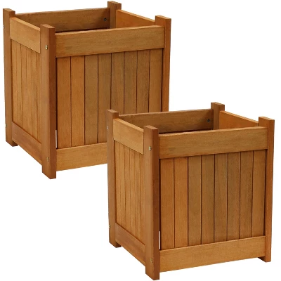 Sunnydaze Decor Sunnydaze Outside Meranti Wood Outdoor Planter Box With Teak Oil Finish For Garden, Porch And Patio - 16" Square - Image 6