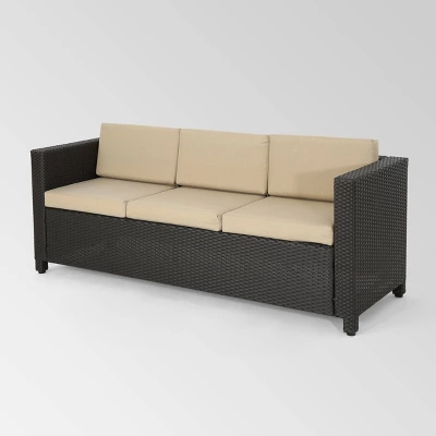 Puerta 5pc Wicker Sofa Chat Set - Dark Brown/Beige - Christopher Knight Home - Image 2