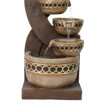 LuxenHome Brown Resin Cascading Pitchers Outdoor Fountain - Image 6