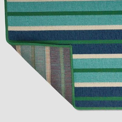 5' X 8' Ellis Geometric Outdoor Rug Blue/Green - Christopher Knight Home - Image 3