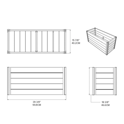 Vita 39" Wide Urbana Small Parklette Rectangular Planter Box Espresso - Image 3