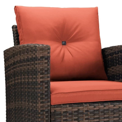 6pc Wicker Outdoor Conversation Set With Cushions - Orange - EDYO LIVING - Image 7