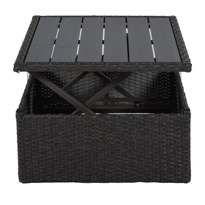 4pc Outdoor Wicker Rectangle Daybed With Canopy & Cushions - Gray - GODEER - Image 15