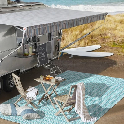 Chevron Modern Concentric Squares Indoor/Outdoor Area Rug - JONATHAN Y - Image 8