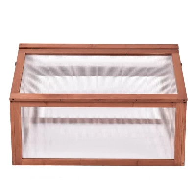 Costway Double Box Garden Wooden Green House Cold Frame Raised Plants Bed Protection - Image 5