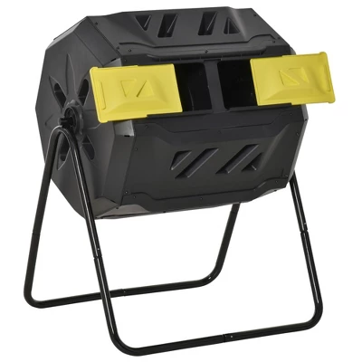 Outsunny Tumbling Compost Bin Outdoor 360° Dual Chamber Rotating Composter 43 Gallon - Image 9