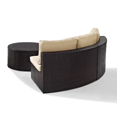 Catalina 2pc Outdoor Wicker Sectional Set - Sand - Crosley - Image 9