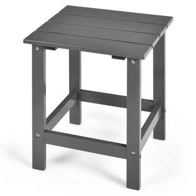 Costway Patio 15" End Side Coffee Table Square Wooden Slat Garden Deck WhiteBlackGray - Image 11