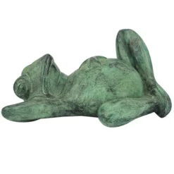 Design Toscano Spitting Lazy Frog Emerald Verde Cast Bronze Garden Statue