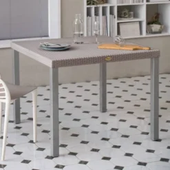 Oslo Rattan Square Dining Table With Aluminum Legs - Lagoon