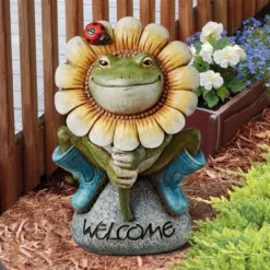Design Toscano Flowery Frog Garden Welcome Statue - Multicolored