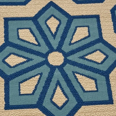 8' X 11' Tegan Geometric Outdoor Rug Ivory/Blue - Christopher Knight Home - Image 4