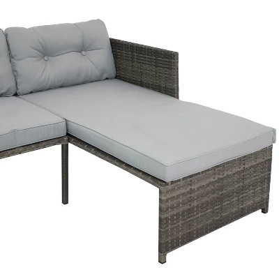 Sunnydaze Decor Sunnydaze Outdoor Longford Patio Sectional Sofa Conversation Set With Cushions And Table - Stone Gray - 3pc - Image 2