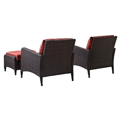 Kiawah 4 Piece Outdoor Wicker Seating Set Sangria - Crosley - Image 2