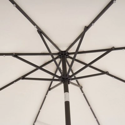 9' X 9' Solar LED Patio Umbrella With Tilt Adjustment And Crank Lift Beige - Wellfor - Image 7