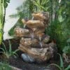 22" Rainforest Five Tier Fountain With LED Lights Gray - Alpine Corporation