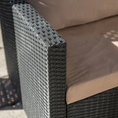 Barton 3 Person Madison Sofa Set Sectional W/Cushions Outdoor Patio Wicker - Image 3