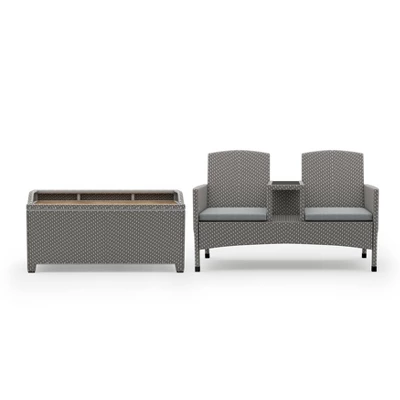 2pc Maksville Aluminum Patio Loveseat & Storage Bench - MiBasics - Image 19