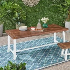 Carlisle Rectangle Acacia And Iron Patio Dining Table - Christopher Knight Home