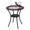 Costway Round Rattan Wicker Coffee Table Glass Top Steel Frame Patio Furni W/Lower Shelf