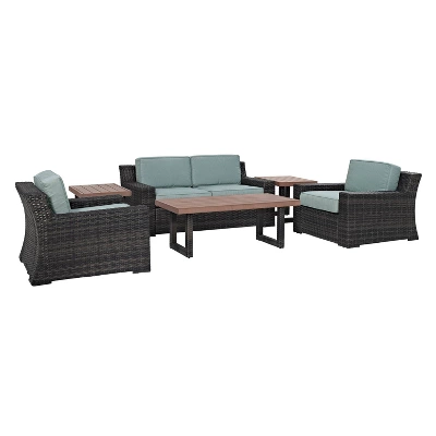 Beaufort 6pc Outdoor Wicker Conversation Set - Mist - Crosley - Image 2