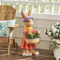 Christopher Knight Home 14" Wide Rafter Concrete Outdoor Novelty Rabbit Planter Brown/Orange