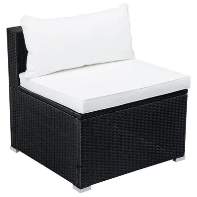 9pc Wicker Patio Seating Set With Cushions - Black/Beige - GODEER - Image 12