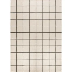 Grid Modern Squares Indoor/Outdoor Area Rug - JONATHAN Y
