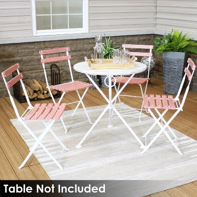 Sunnydaze Decor Sunnydaze Indoor/Outdoor Patio Or Dining Classic Cafe Chestnut Wooden Folding Bistro Chair - Antique Pink - 4pk - Image 6