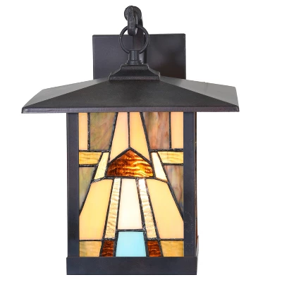 11.75" 1-Light Mona Mission Style Outdoor Wall Lantern Sconce Bronze - River Of Goods - Image 10