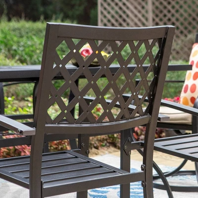 7pc Outdoor Dining Set With 37" Table & Swivel Arm Chairs - Captiva Designs - Image 5