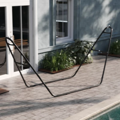 Emma And Oliver Black 550 Lbs. Capacity Heavy Duty Steel Two Person Hammock Stand For Hammocks 9 To 14 Feet Long - Image 3