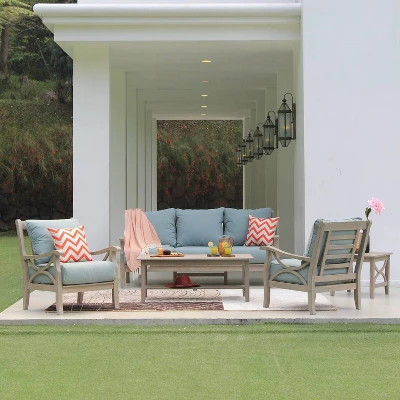 Abbington Teak Patio Sofa With Cushion - Cambridge Casual - Image 3