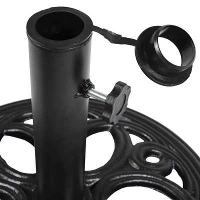 Sunnydaze Decor Sunnydaze Outdoor Heavy-Duty Cast Iron Decorative Patio Yard Round Umbrella Base Stand - 18" - Black - Image 3