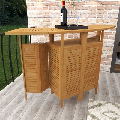 Patio Bar Table Teak - Olivia & May - Image 5