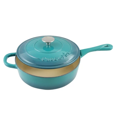 Crock-Pot Artisan Enameled 3.5 Quart Cast Iron Deep Sauté Pan With Self Basting Lid - Image 3