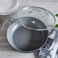 GreenPan Chatham Hard Anodized Healthy Ceramic Nonstick 11" Everyday Frying Pan With 2 Handles And Lid - Gray