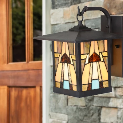 11.75" 1-Light Mona Mission Style Outdoor Wall Lantern Sconce Bronze - River Of Goods - Image 4