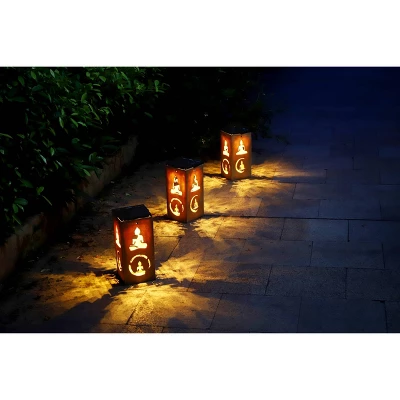 Techko Maid LED Solar 10.8" Portable Buddha Cut Out Decorative Outdoor Lantern Clear - Image 10