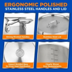 NutriChef Stainless Steel Cookware Stock Pot - 24 Quart, Heavy Duty Induction Pot, Soup Pot With Stainless Steel