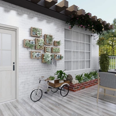 48" Wide Planter Rustic Iron Bicycle Inspired Flower Cart Brown - Olivia & May - Image 15