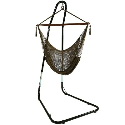 Sunnydaze Decor Sunnydaze Caribbean Style Extra Large Hanging Rope Hammock Chair Swing With Stand - 300 Lb Weight Capacity - Image 17