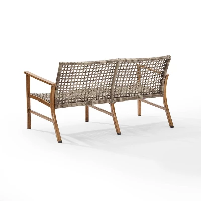 Ridley Outdoor Wicker & Metal Loveseat - Gray - Crosley - Image 3