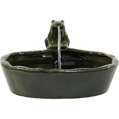Sunnydaze Decor Sunnydaze Outdoor Solar Powered Ceramic Spitting Frog Water Fountain With Submersible Pump - 7" - Green - Image 8